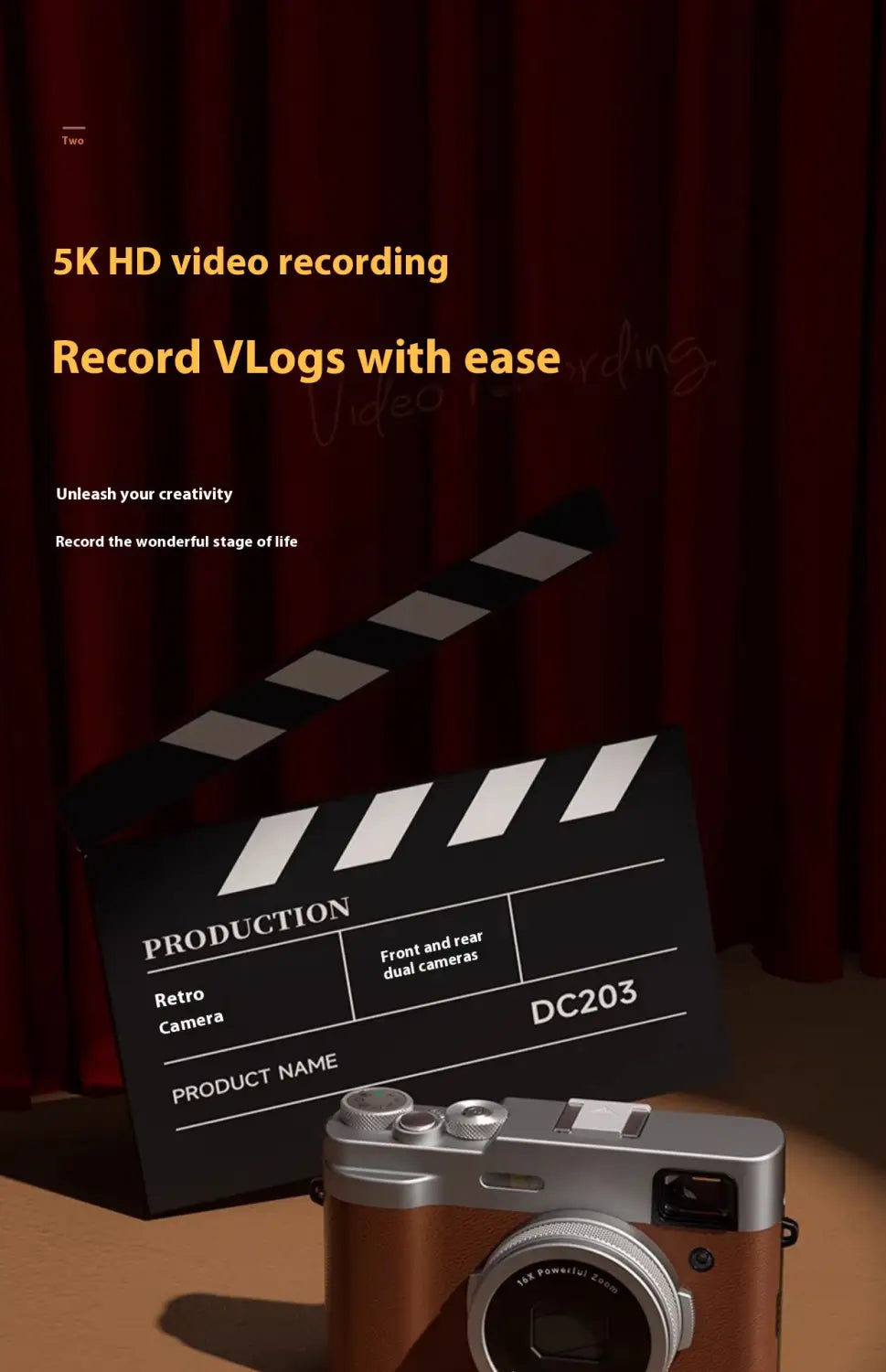 5K HD Digital Camera Front And Rear Dual Fast Viewfinder