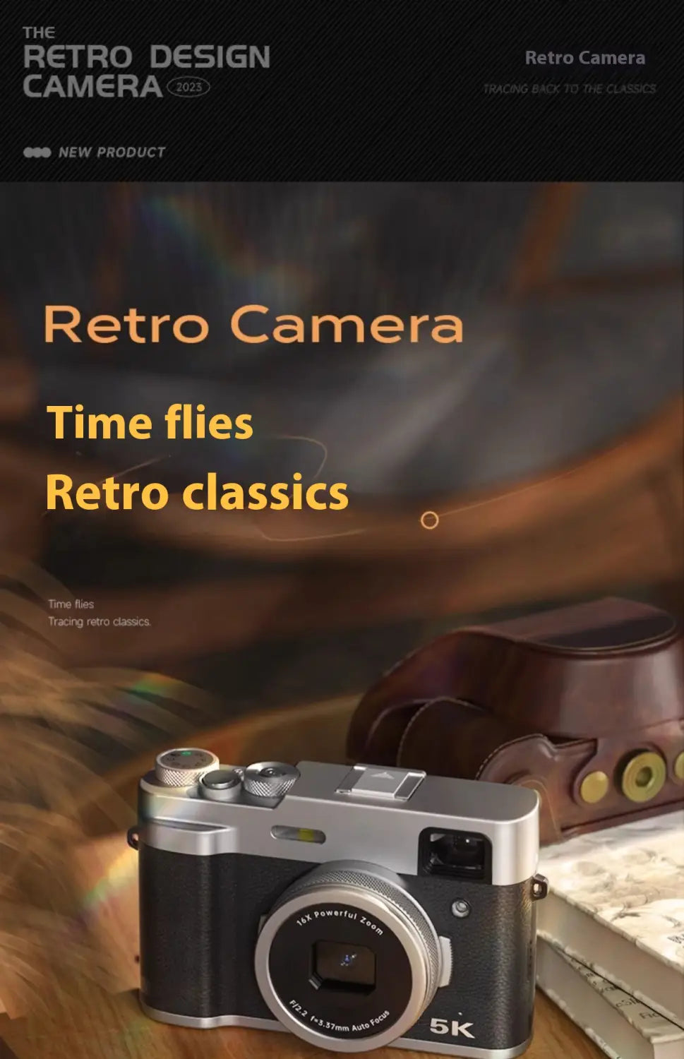 5K HD Digital Camera Front And Rear Dual Fast Viewfinder