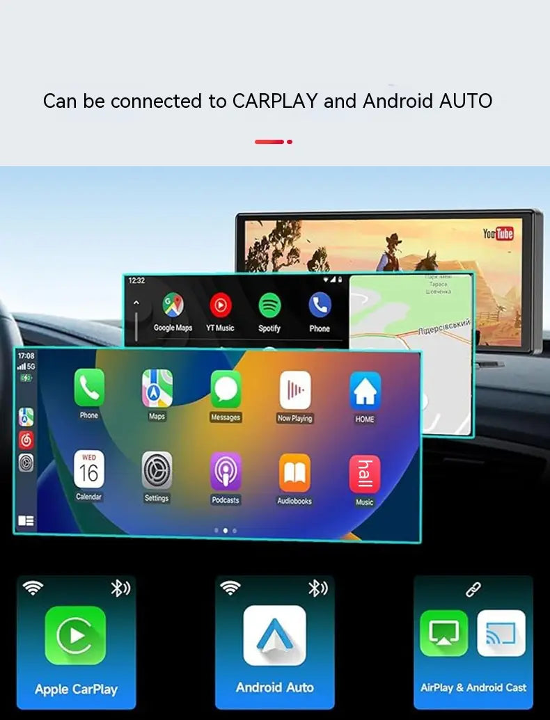 1026-inch Full Touch Screen All-in-one Car Navigation Device Front And Rear Dual Recording HD P Split Display