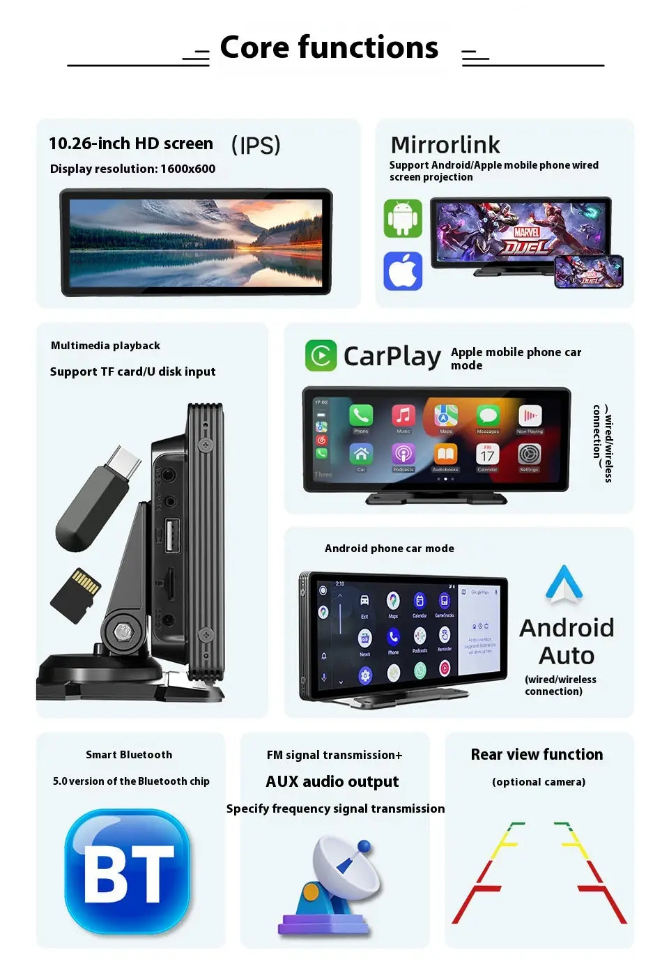 Reverse Rearview AUX Navigation Portable Car Recorder