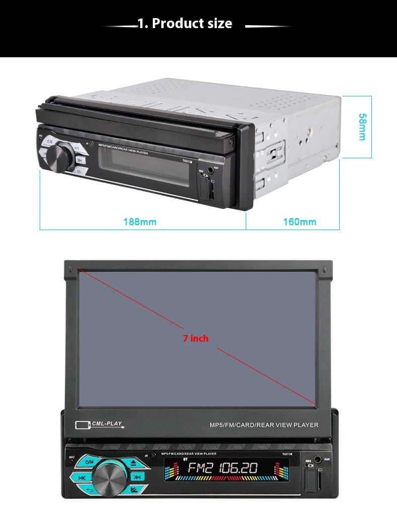 7-inch Car Telescopic Screen MP5 Video Player