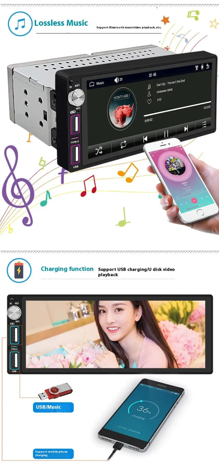All-in-one Bluetooth Rear View Car Player