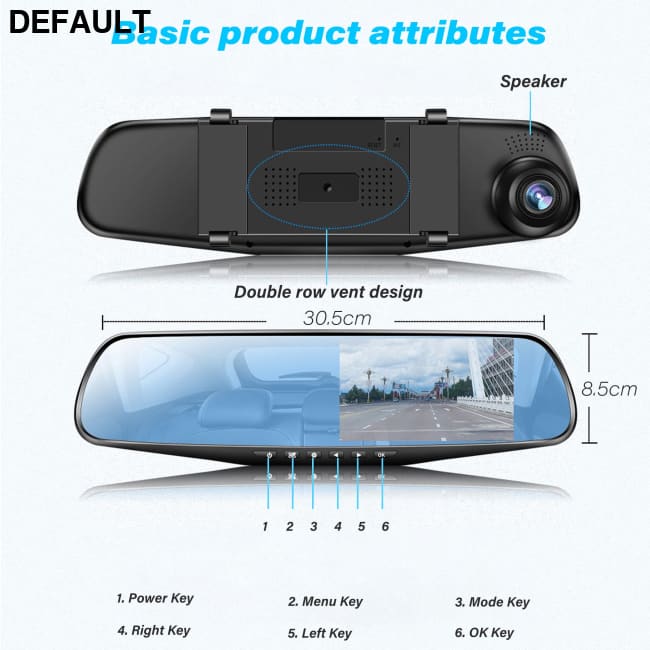 24H Cycle Recording Dash Camera Rear View Dual Lens 1080P HD Cam Video Recorder Mirror Black Box 4.3 in Car DVR 32GB