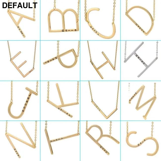 26 English Letter Pendant European Titanium Steel Necklace - necklace Gold / O Sterling Silver Necklaces