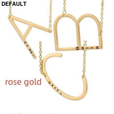 26 English Letter Pendant European Titanium Steel Necklace - necklace Rose Gold / M Sterling Silver Necklaces