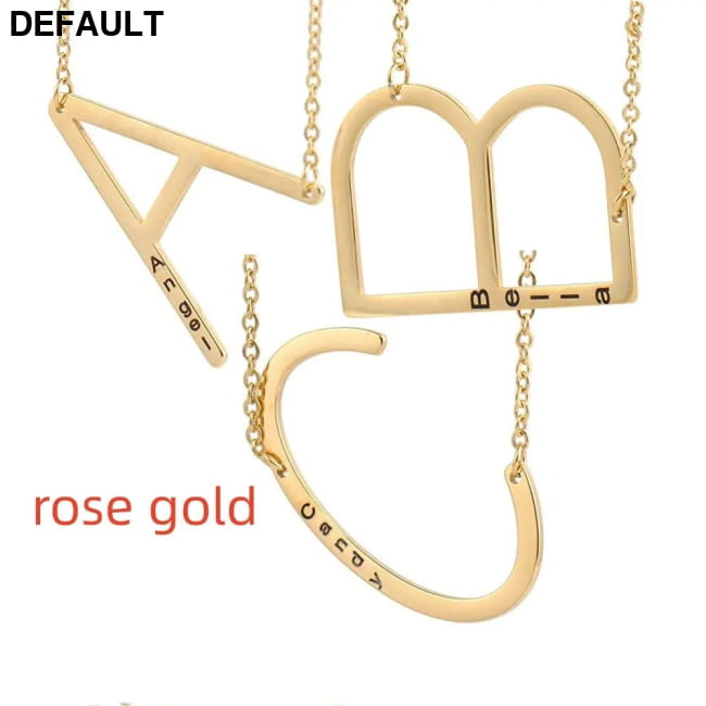 26 English Letter Pendant European Titanium Steel Necklace Rose Gold / M Sterling Silver Necklaces