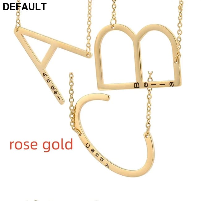26 English Letter Pendant European Titanium Steel Necklace - necklace Rose Gold / S Sterling Silver Necklaces