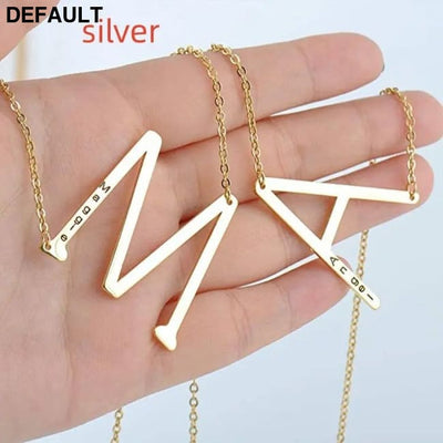 26 English Letter Pendant European Titanium Steel Necklace - necklace Silver / Q Sterling Necklaces