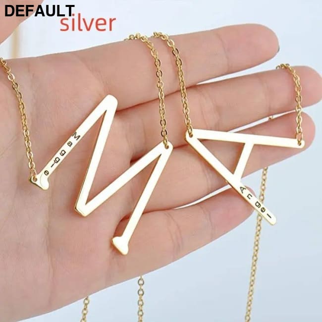 26 English Letter Pendant European Titanium Steel Necklace - necklace Silver / U Sterling Necklaces