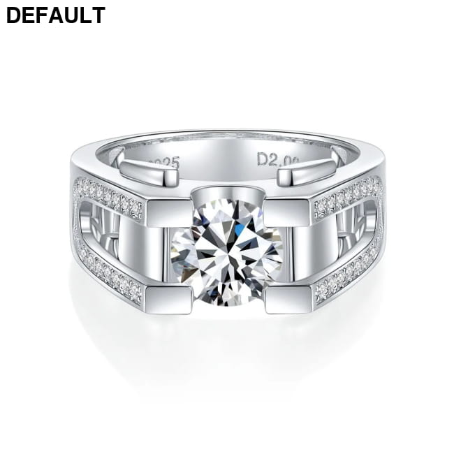 2ct Moissanite Diamond Men’s Rings 925 Sterling Silver Men
