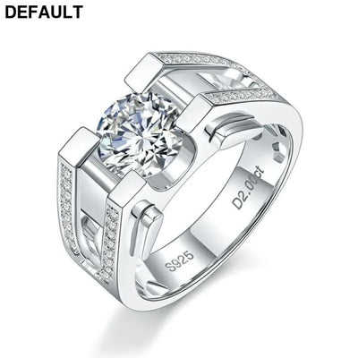2ct Moissanite Diamond Men’s Rings 925 Sterling Silver White Gold 18K Brilliant Engagement Wedding Jewelry for Men
