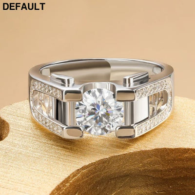 2ct Moissanite Diamond Men’s Rings 925 Sterling Silver White Gold 18K Brilliant Engagement Wedding Jewelry for Men
