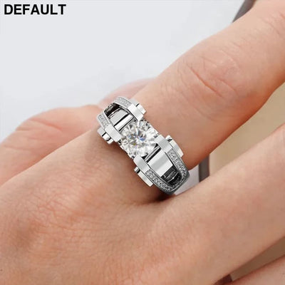 2ct Moissanite Diamond Men’s Rings 925 Sterling Silver White Gold 18K Brilliant Engagement Wedding Jewelry for Men