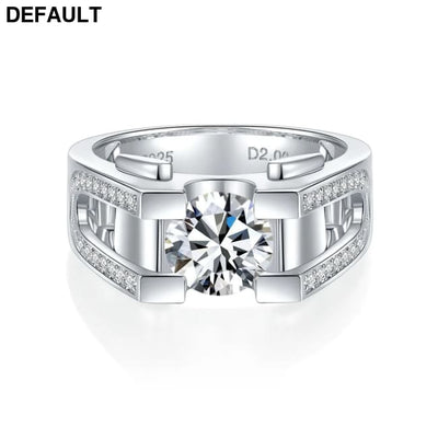 2ct Moissanite Diamond Men’s Rings 925 Sterling Silver White Gold 18K Brilliant Engagement Wedding Jewelry for Men