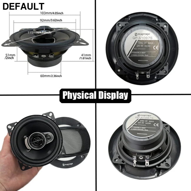 2pcs (2X280W) 560W Premium 4-Inch HiFi Car Speakers - HD - Coaxial