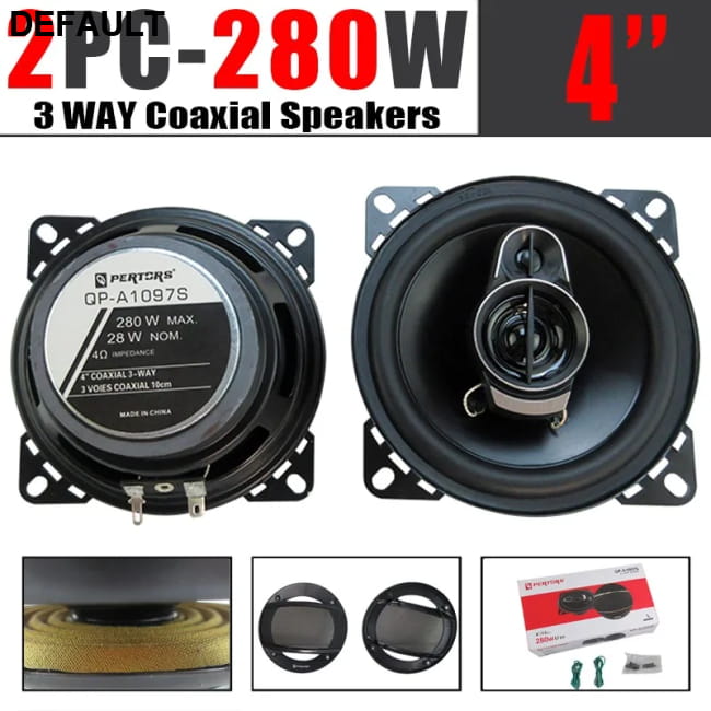 2pcs (2X280W) 560W Premium 4-Inch HiFi Car Speakers - HD - Coaxial