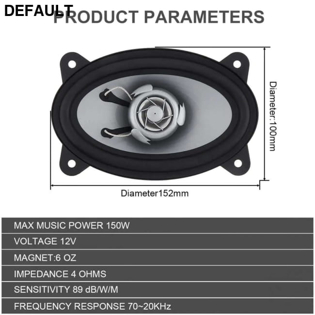 2pcs 4X6 Inch 150W Car Speaker Automobile One Color / Size Speakers Coaxial