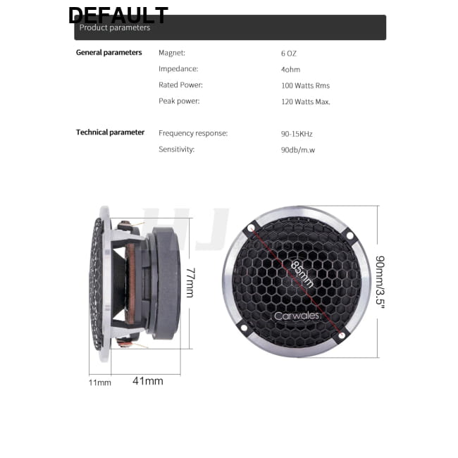 2pcs Car Universal Midrange Speaker 3.5 Inch Center China Mainland Speakers Components