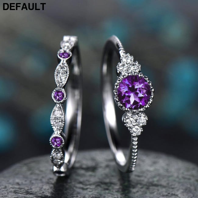 2Pcs/Set 2018 Luxury Green Blue Stone Crystal Rings Sterling Silver