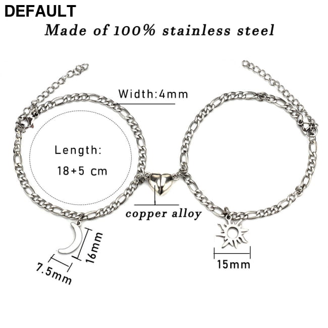 2Pcs Sun Moon Charm Magnet Attraction Stainless Steel Women Bracelets Best Selling Products