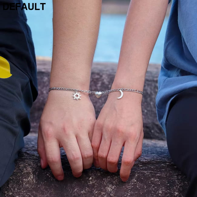 2Pcs Sun Moon Charm Magnet Attraction Stainless Steel Women Bracelets Best Selling Products