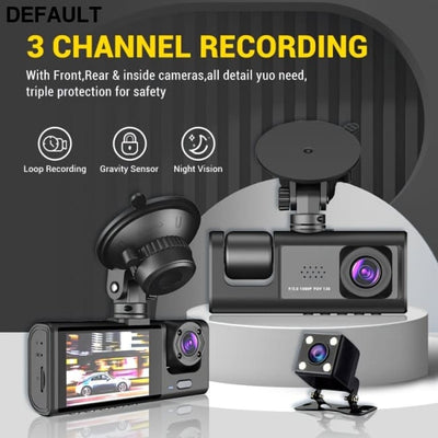 3-Channel 1080P Dash Cam with Night Vision 500g Car DVR Cameras Electronics