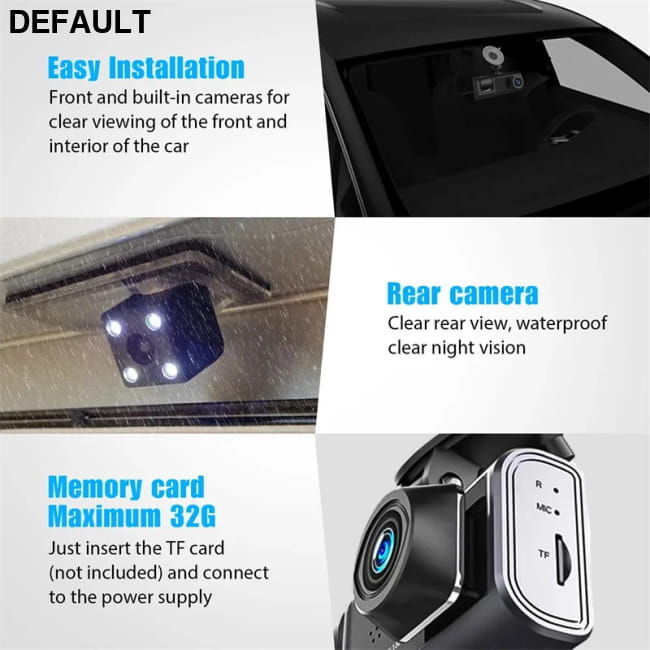 3 Channel Car DVR HD 1080P 3-Lens Inside Vehicle Dash 1pc Cameras Video