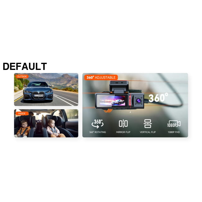 3 Channel Car DVR UHD 4K 3-Lens Inside Vehicle Dash Cam Audio Receiver Video Cameras