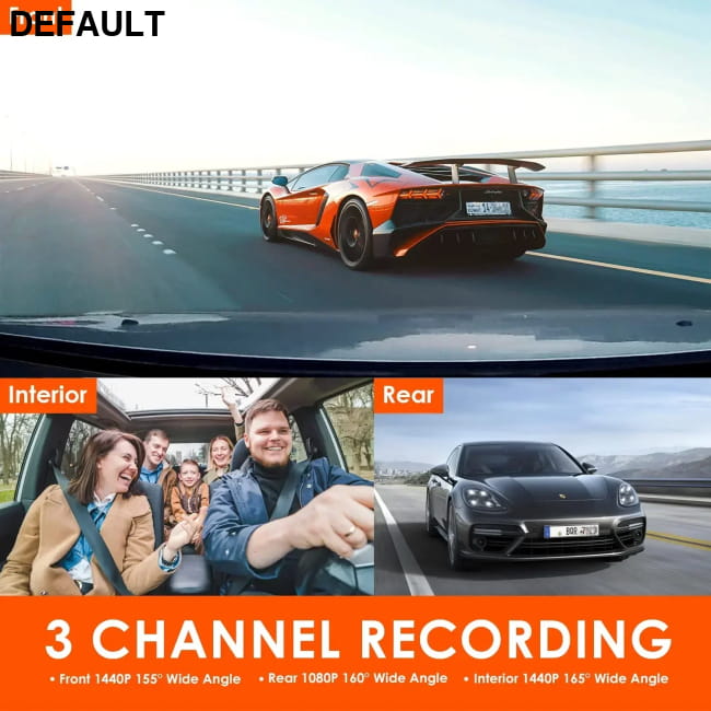 3 Channel Car DVR UHD 4K 3-Lens Inside Vehicle Dash Cam Audio Receiver Video Cameras