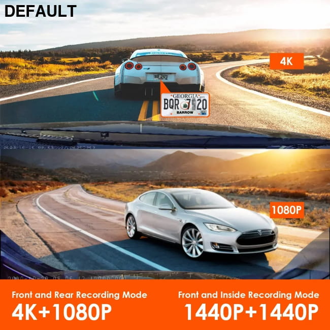 3 Channel Car DVR UHD 4K 3-Lens Inside Vehicle Dash Cam Audio Receiver Video Cameras