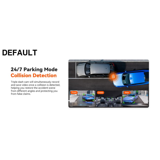 3 Channel Car DVR UHD 4K 3-Lens Inside Vehicle Dash Cam Audio Receiver Video Cameras