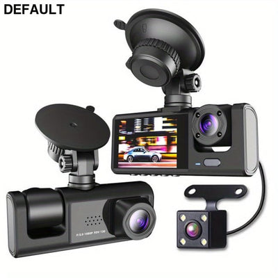 3 Channel Dash Cam Front And Rear Inside; 1080P IR Night Vision; Loop Recording Car DVR Camera With 2 Inch IPS Screen