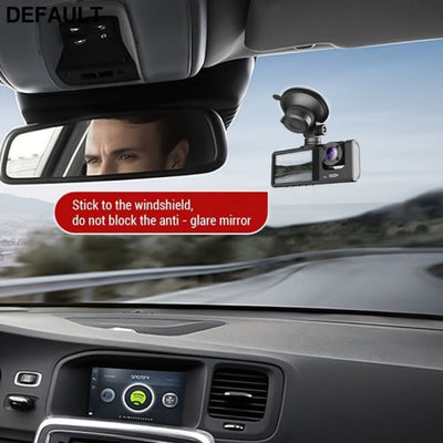 3 Channel Dash Cam Front And Rear Inside; 1080P IR Night Vision; Loop Recording Car DVR Camera With 2 Inch IPS Screen