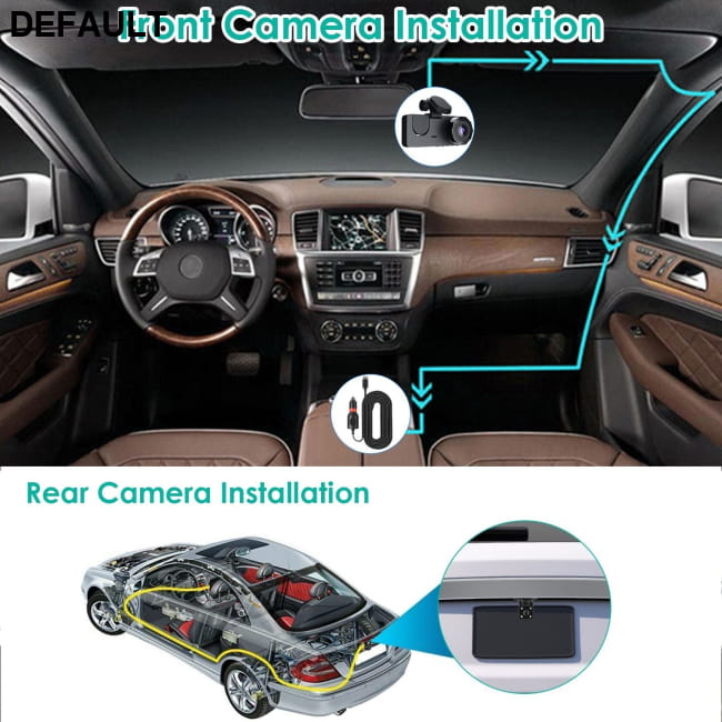 3 Channel Dash Cam Front Inside Rear Vehicle Driving Black Car DVR Cameras