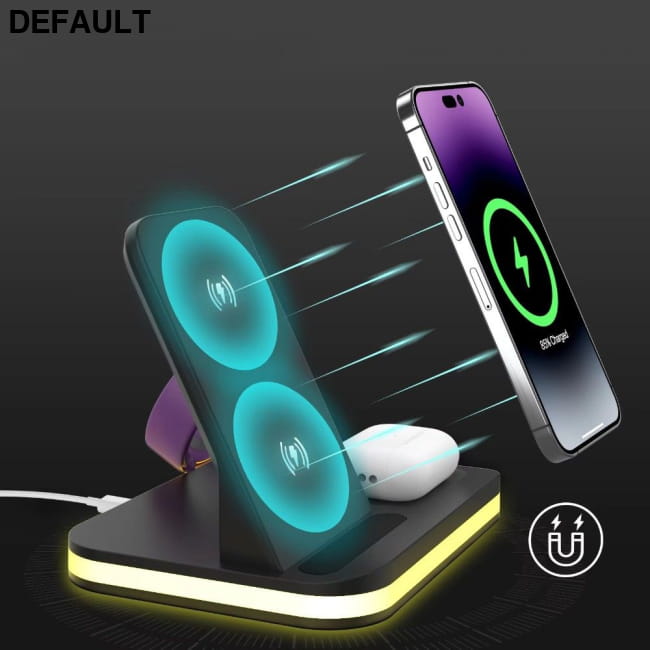 3-in-1 Fast Wireless Charging Station for iPhone 12/13/14 Black Car Accessories Electronics