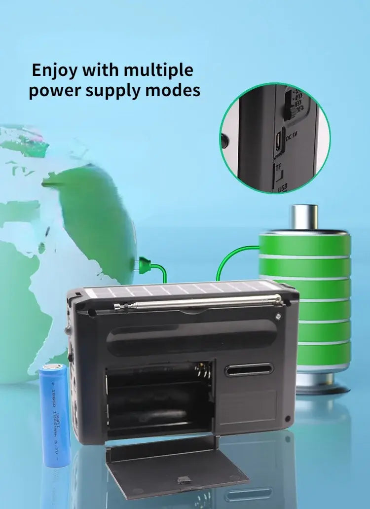 Full Band Bluetooth Card MP3 Player Solar Emergency Charging