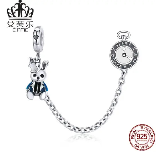 Fashion Sterling Silver S925 Safety Chain DIY Bracelet Accessories Rabbit Jewelry