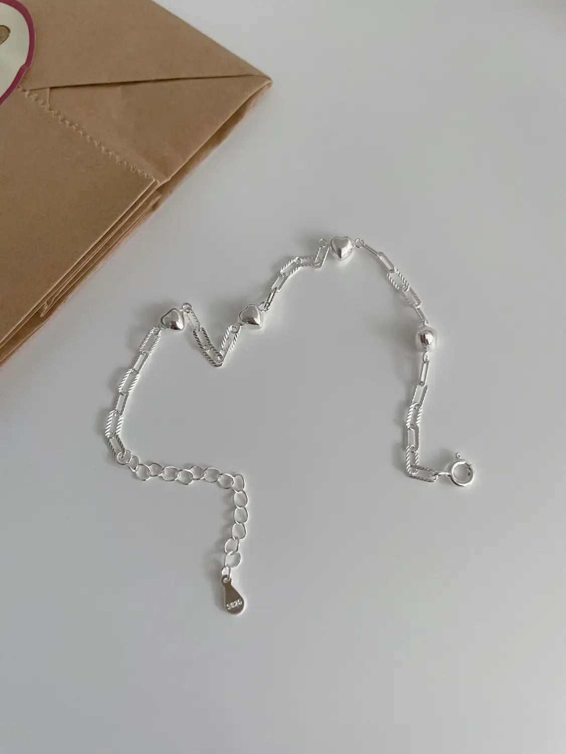 S925 Sterling Silver 3D Heart Bracelet For Women Geometric Jewelry