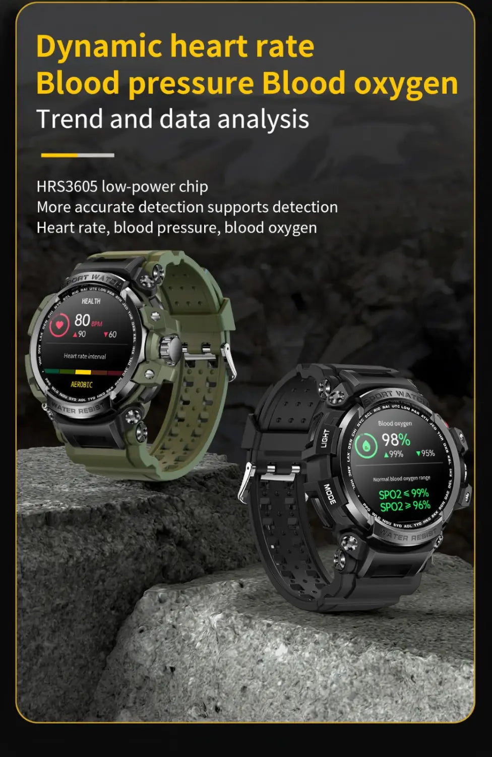 LC16 smartwatch Bluetooth call outdoor three defense heart rate monitoring smart watch
