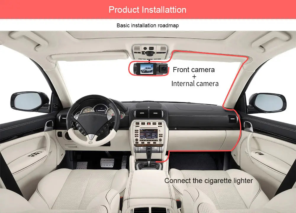 HD 1080p Driving Recorder Three-lens Same Display