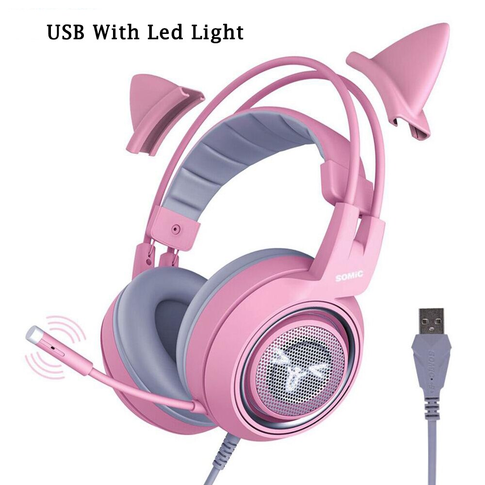 Wired Headphones Gaming Headset 3.5mm Stereo Surround Sound USB 7.1 Led Light Earphones With Microphone For PS4 Game