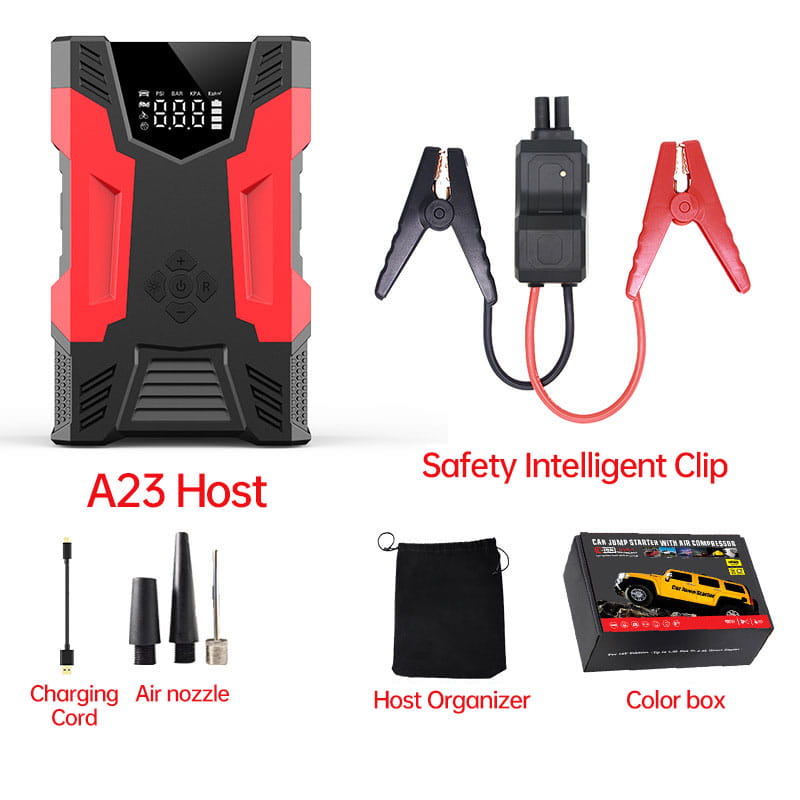 Car Jump Starter With Air Compressor Portable 12V Power Bank Battery Pack Lithium Booster
