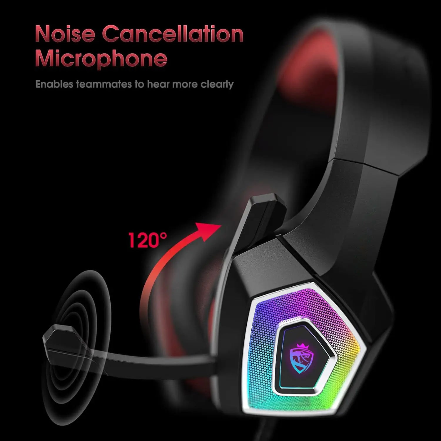 Head mounted gaming headphones colorful RGB wired computer game controller