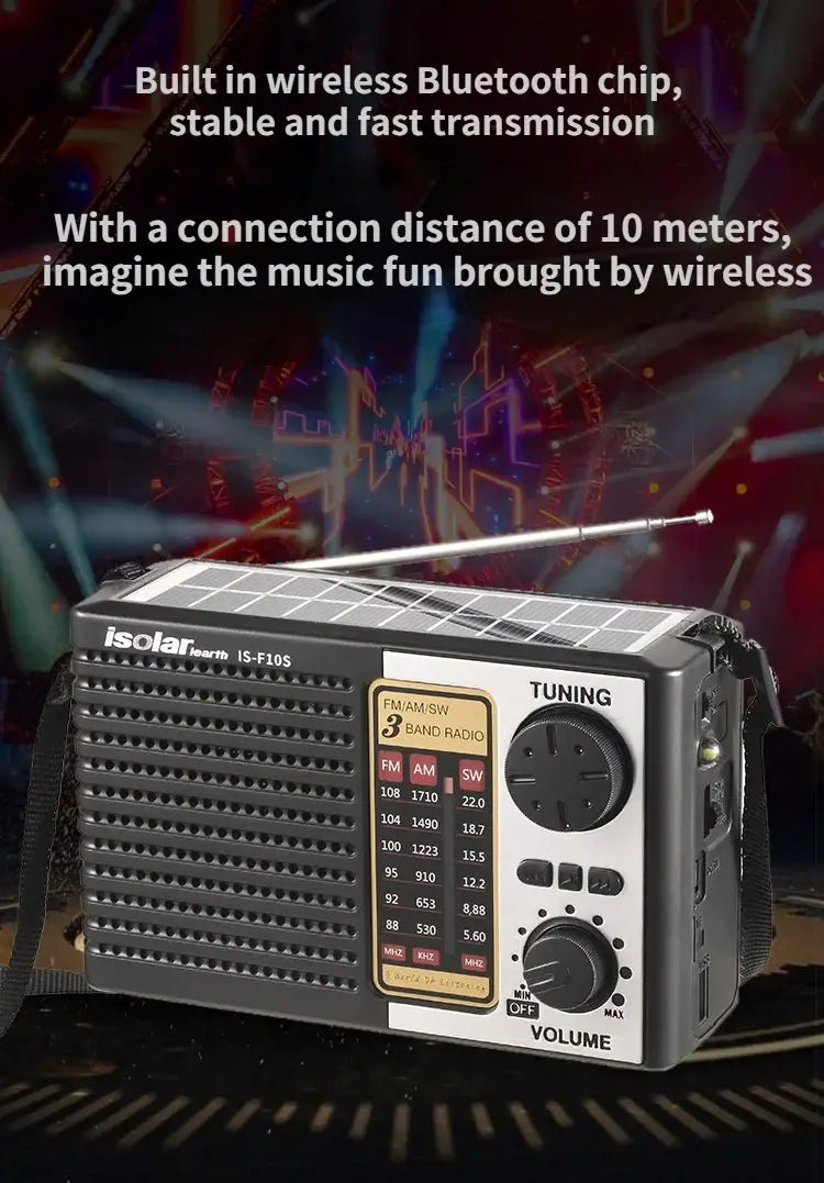 Full Band Bluetooth Card MP3 Player Solar Emergency Charging