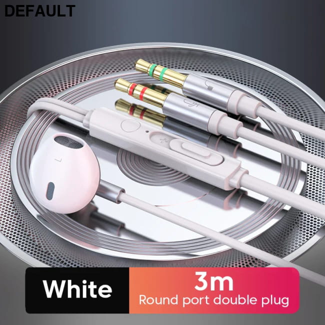 Wired Headphones with Microphone Dual Plug for Desktop Computer 3m-White Earbuds Best Selling Products In-Ear