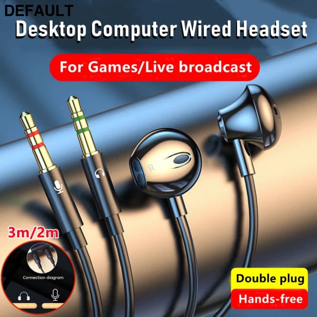 3M/2M Earphones Wired Headphones 3.5mm Audio Microphone Dual Plug For Desktop Computer Headset Gamer PC Earbuds In-Ear