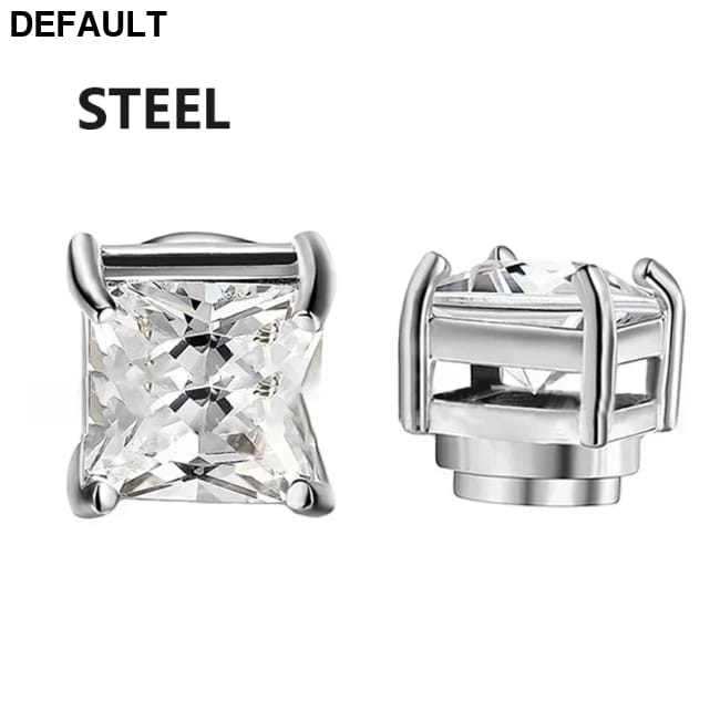 3pairs 6mm Crystal Stainless Steel Stud Earrings Men Punk Zircon Magnetic
