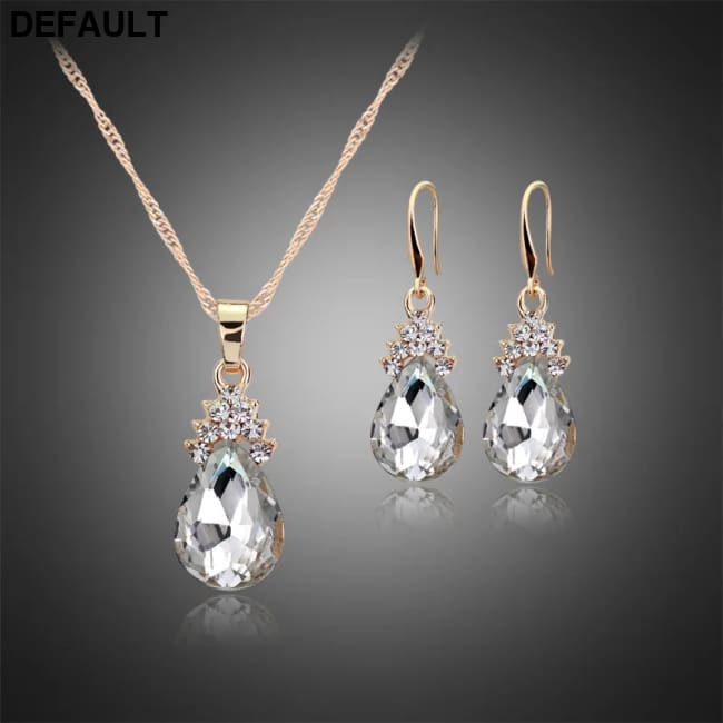 3pcs/set Gold color Jewelry Sets Wedding Beads Crystal Bridal Jewellery bridal necklace earrings wedding party gift set