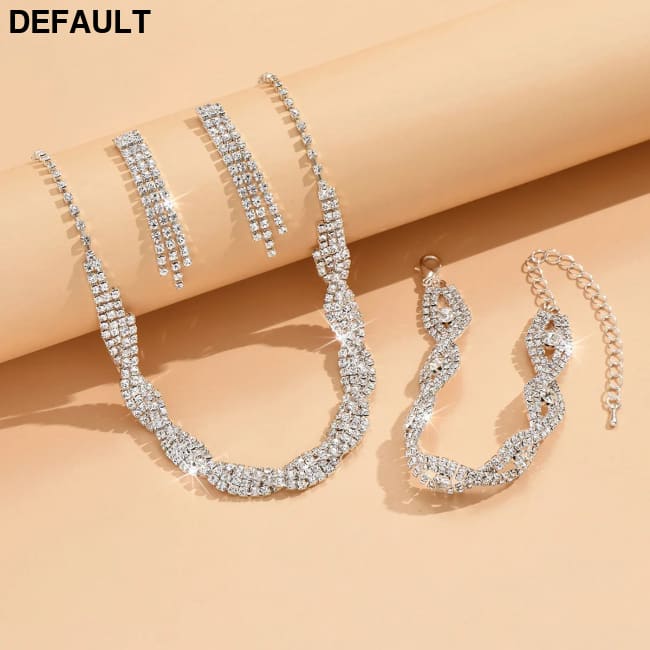4-piece fashionable women’s jewelry set with claw chains rhinestones necklaces earrings bracelets gorgeous accessor