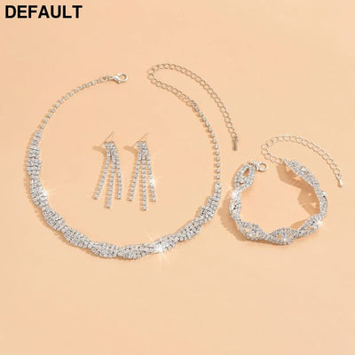 4-piece fashionable women’s jewelry set with claw chains rhinestones necklaces earrings bracelets gorgeous accessor